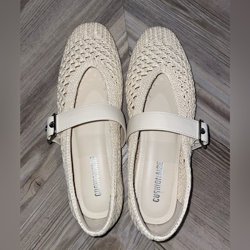 Woven Crochet Mary Jane Flats in Cream - Picture 2 of 8